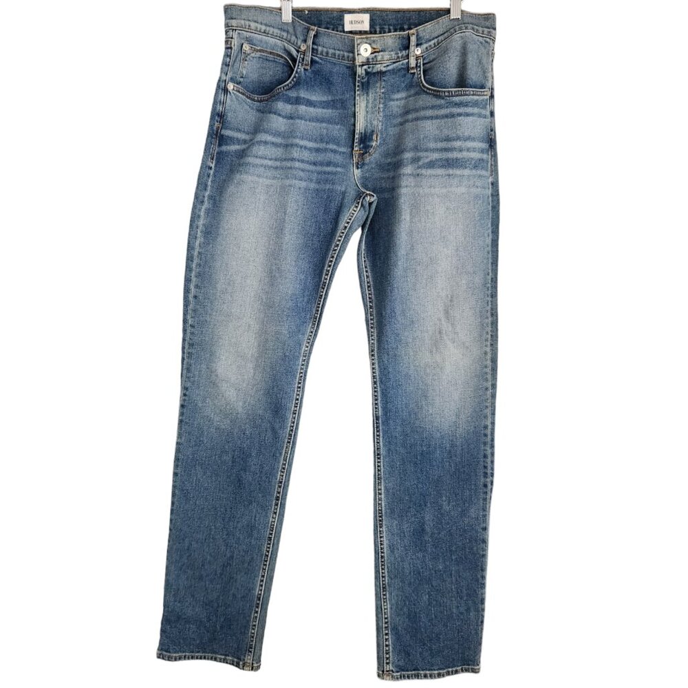 Hudson Men's Blake Slim Straight  Zip Fly Denim Blue Jeans Size 36